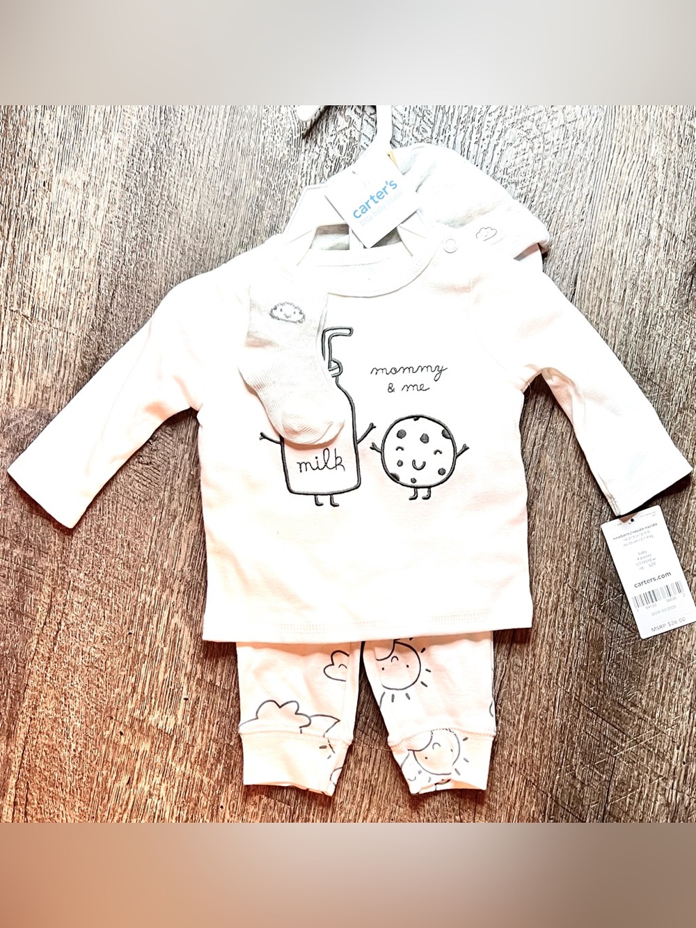 Carter’s Newborn 4 Piece Milk & Cookies Baby Boy Outfit Set NWT